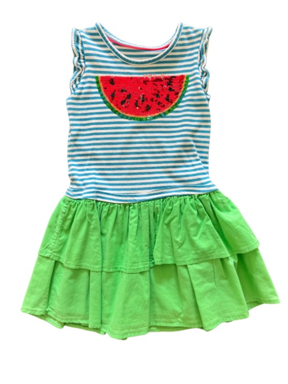 Mini Boden Girls Flip Sequin Watermelon Twirl Dress 110 4-5Y
